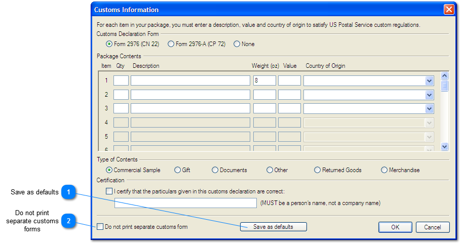 Topic: Customs Information